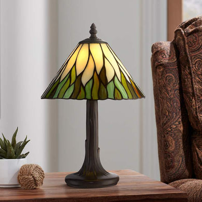 Art Glass Accent Lamp with Leaf Motif Shade