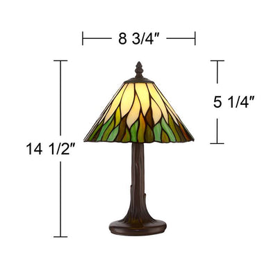Art Glass Accent Lamp with Leaf Motif Shade