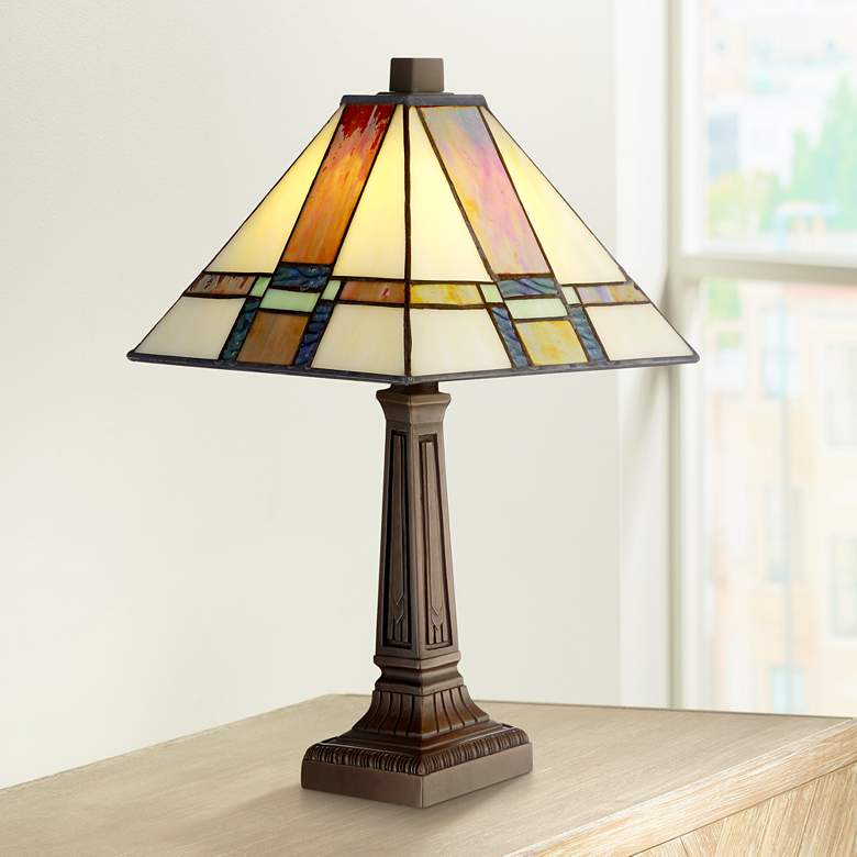 LED Artistic Glass Accent Lamp — Colorful Shade, Elegant Base